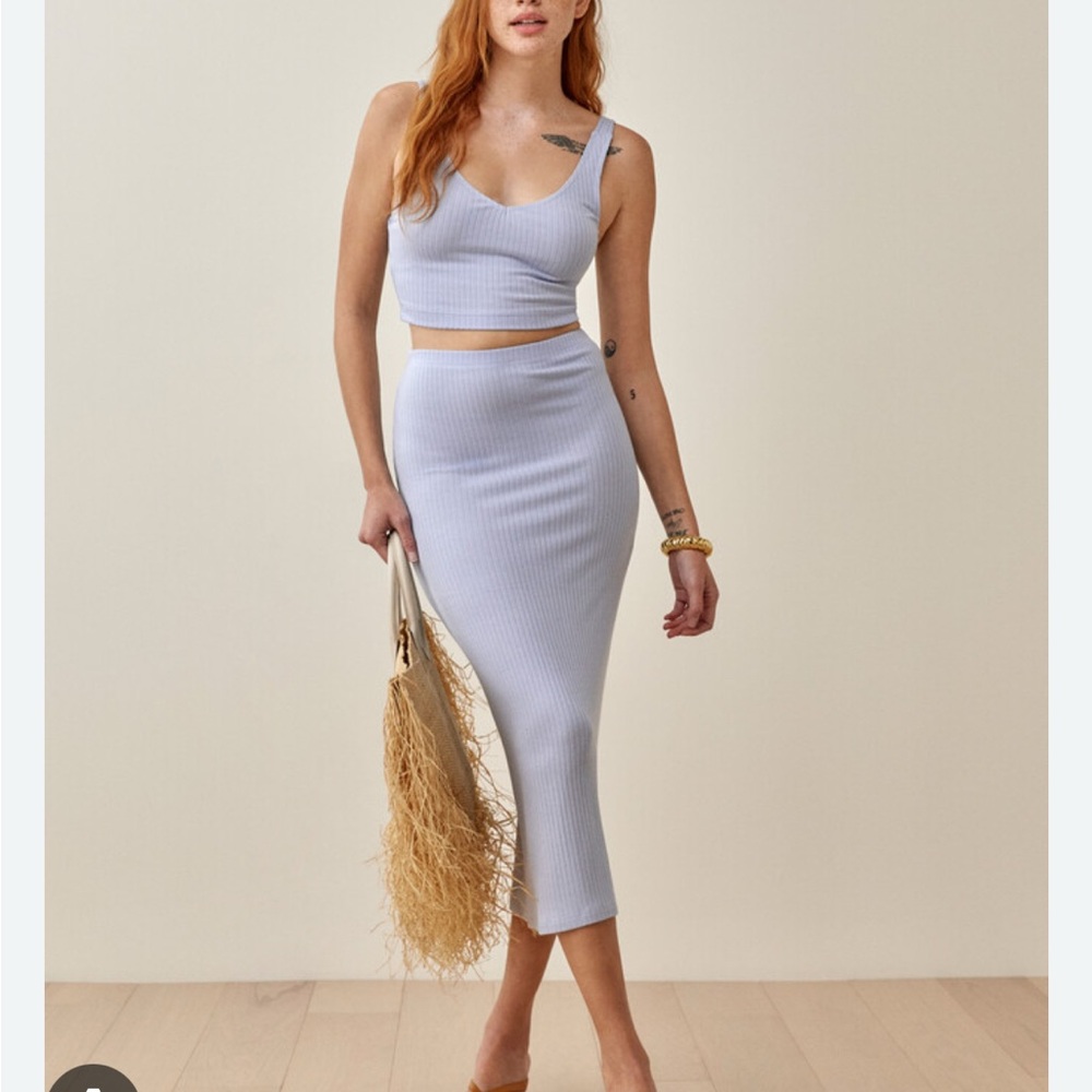 Reformation Lilac Ribbed Pencil Skirt